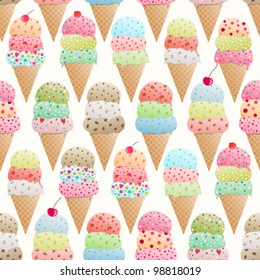 Seamless vector pattern of colorful ice creams