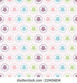 Seamless vector pattern with colorful owl (owlet) in circles. For cards, invitations, wedding or baby shower albums, backgrounds, arts and scrapbooks. 