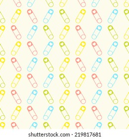 Seamless vector pattern with colorful pins (stickpins). For cards, invitations, wedding or baby shower albums, backgrounds, arts and scrapbooks. 