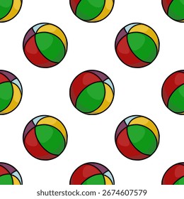 Padrão de vetor contínuo de bolas coloridas e divertidas, ideal para crianças têxteis, papel de embrulho ou projetos de fundo vibrantes.