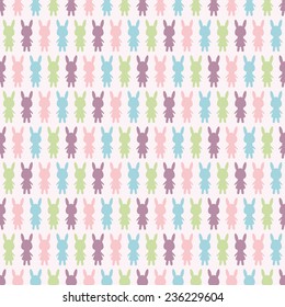 Seamless vector pattern with colorful rabbits. For cards, invitations, wedding or baby shower albums, backgrounds, arts and scrapbooks. 