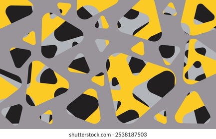 Seamless vector pattern, with colorful rounded triangles on abstract background.