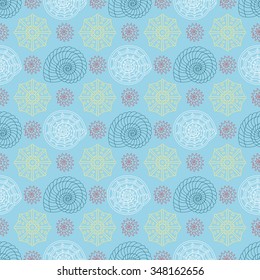 Seamless vector pattern with colorful seashells can be used for graphic design, textile design or web design.