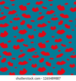 Seamless vector pattern, colorful sexy lips. Repeats texture of textile, wall, fabric, gift paper. Concept for Valentines Day