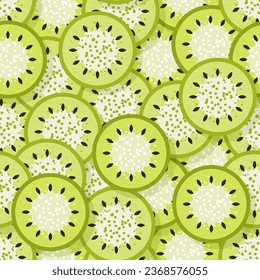 Seamless vector pattern with colorful slices of kiwi.