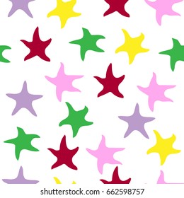 Seamless vector pattern with colorful starfish