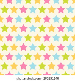 Seamless vector pattern with colorful stars. For cards, invitations, wedding or baby shower albums, backgrounds, arts and scrapbooks.