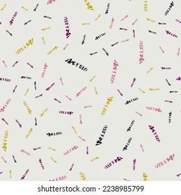 Seamless vector pattern with colorful swirls hand drawn in doodle style with ink. Abstract bright festive texture for packaging, postcard, package
