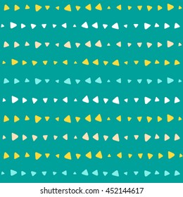 Seamless Vector Pattern of Colorful Triangles on Aqua Background