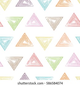 Seamless vector pattern with colorful triangles