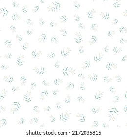 Seamless vector pattern with colorful twigs on a white background. Vegetable texture for fabric, bed linen, tablecloth, baby clothes, wallpaper.