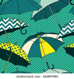 Seamless vector pattern with colorful umbrellas