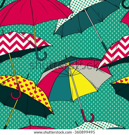 Seamless vector pattern with colorful umbrellas