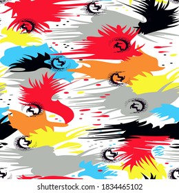 seamless vector pattern colorful waves and surfing