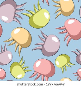 Seamless vector pattern with colors cartoon Jellyfish
