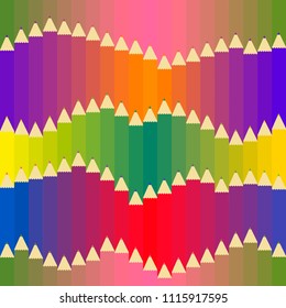 Seamless vector pattern with colouredpencils for wrapping, craft, textile