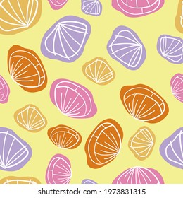 Seamless vector pattern with colourful shells. Perfect for scrapbooking, wallpaper and fabric.