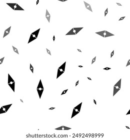 Seamless vector pattern with compass symbols, creating a creative monochrome background with rotated elements. Vector illustration on white background