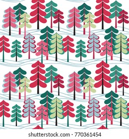 Seamless vector pattern with coniferous forest.