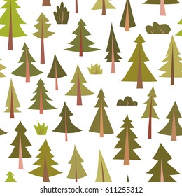Seamless vector pattern with coniferous trees. Cartoon style.

