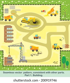 Seamless vector  pattern, consistent with other parts. Part 1. Building.