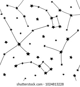 Seamless vector pattern with constellations. 