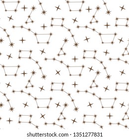 Seamless vector pattern with constellations. Space exploration. Astronomy. Science. Design for astronomy apps, websites, print.