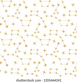Seamless vector pattern with constellations. Space exploration. Astronomy. Science. Design for astronomy apps, websites, print.