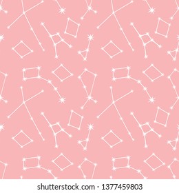 Seamless vector pattern with constellations. Space exploration. Astronomy. Science. Design for astronomy apps, websites, print.