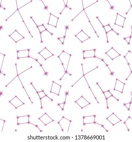 Seamless vector pattern with constellations. Space exploration. Astronomy. Science. Design for astronomy apps, websites, print.