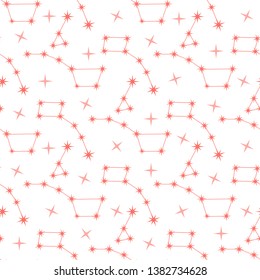 Seamless vector pattern with constellations. Space exploration. Astronomy. Science. Design for astronomy apps, websites, print.