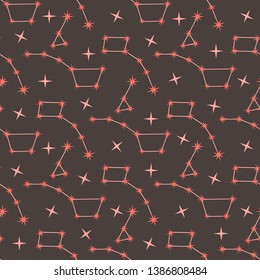 Seamless vector pattern with constellations. Space exploration. Astronomy. Science. Design for astronomy apps, websites, print.
