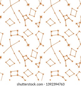 Seamless vector pattern with constellations. Space exploration. Astronomy. Science. Design for astronomy apps, websites, print.