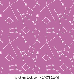 Seamless vector pattern with constellations. Space exploration. Astronomy. Science. Design for astronomy apps, websites, print.