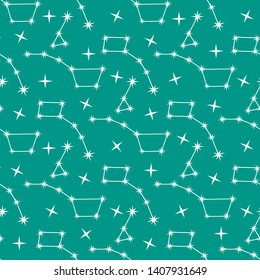 Seamless vector pattern with constellations. Space exploration. Astronomy. Science. Design for astronomy apps, websites, print.