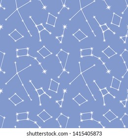 Seamless vector pattern with constellations. Space exploration. Astronomy. Science. Design for astronomy apps, websites, print.