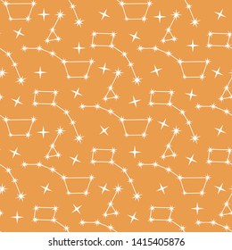 Seamless vector pattern with constellations. Space exploration. Astronomy. Science. Design for astronomy apps, websites, print.