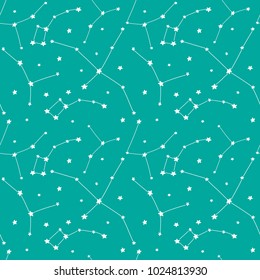 Seamless vector pattern with constellations. Starry sky.