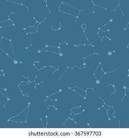 Seamless vector pattern with constellations. zodiac signs