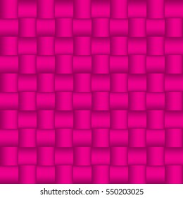 A seamless vector pattern constructed out of repeating pink colored cubes that creates a woven look.