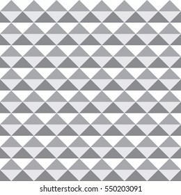A seamless vector pattern constructed out of repeating grey and white triangles.