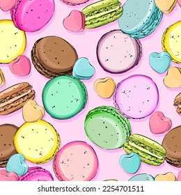 seamless vector pattern. Cookies macaroons. Goodies and sweets