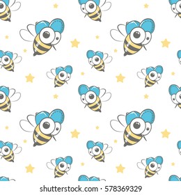 seamless vector pattern with cool bees