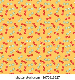 seamless vector pattern with cool sunglasses.  exotic fashion trend of eyeglasses. endless repeat vector illustration for textile, print, wrapping.