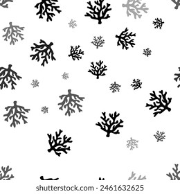 Patrón de Vector sin costuras con símbolos de coral, creando un fondo monocromo creativo con Elementos girados. Ilustración vectorial sobre fondo blanco