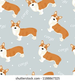 Seamless vector pattern with corgi.