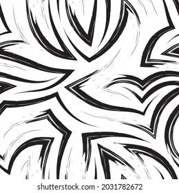 Seamless vector pattern of corners and flowing stripes.Seamless pattern of zigzags and waves in monochrome colors.Simple monochrome texture made from abstract shapes and stripes.