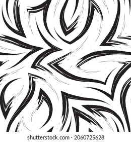 Seamless vector pattern of corners and flowing stripes.Seamless pattern of zigzags and waves in monochrome colors.Simple monochrome texture made from abstract shapes and stripes.