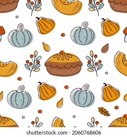Seamless vector pattern of cozy autumn. Harvest season