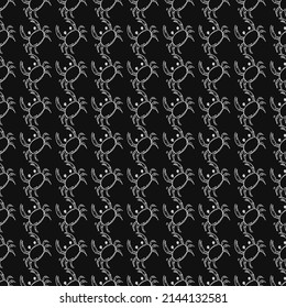 Seamless vector pattern with crabs. Doodle vector with crab icons on black background. Vintage crab pattern